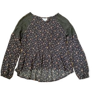 🌺 TCP Lace Shoulder Floral Print Blouse